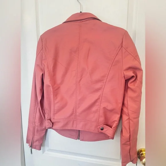 Francesca’s Pink Faux Leather Moto Jacket - Picture 6 of 8